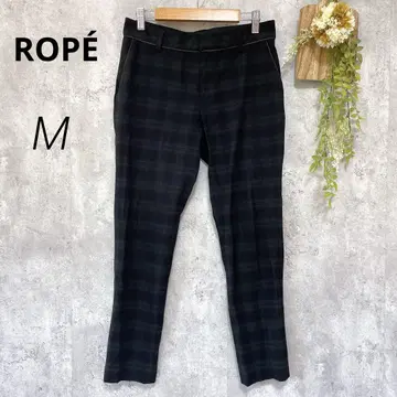 [ ROPE ] 로페 슬랙스 팬츠 체크 무늬 스트레치 다크 그린 M