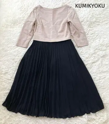 쿠미쿄쿠 저지 콤비 플리츠 원피스 포멀 7부 기장 2