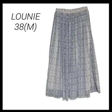 새상품급 LOUNIE 롱 스커트 38(M) 꽃무늬 파랑 깔끔한 캐주얼