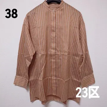 23구 실크 코튼 스트라이프 셔츠 블라우스