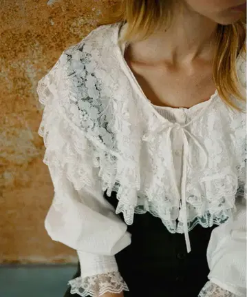 새상품 프리 레이어드 인도 레이스 블라우스 & 힙 스카프