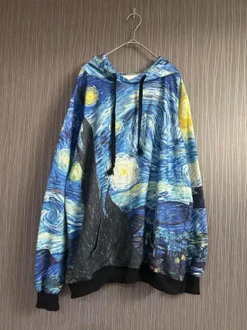 고흐 별이 빛나는 밤 디자인 후드 부착 맨투맨