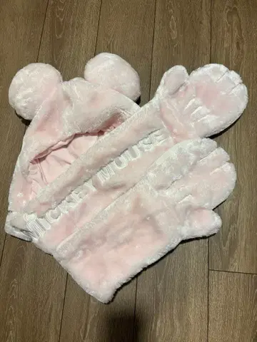 미키마우스 귀 포함 후드 머플러 미키 핑크 디즈니