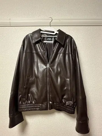 ZARA 브라운 합성 피혁 자켓
