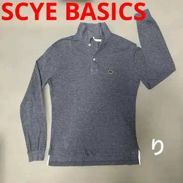 일본제 SCYE BASICS 긴팔 피케 셔츠 36 남성용 구제 의류 심플