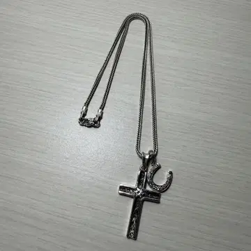 ZOCALO 실버 925 목걸이 트렌치 크로스 말발굽 호스슈