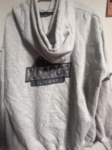 XLARGE 스톤 장식 집업 후드티 그레이