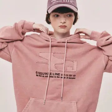 SQUARELINE 빈티지 후디 인디 핑크