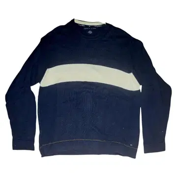 TOMMY HILFIGER 니트 스웨터 L 네이비 x 화이트