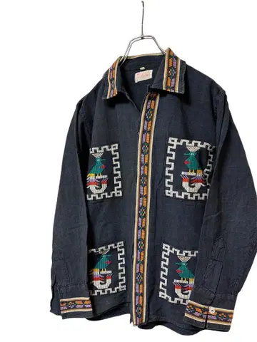 올드 빈티지 구제 의류 GUATEMALA 과테말라 자수 에스닉 셔츠