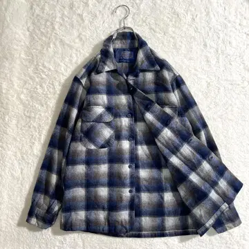 70s 펜들턴 옴브레 체크 플란넬 셔츠 USA제 호배색 사이즈 M