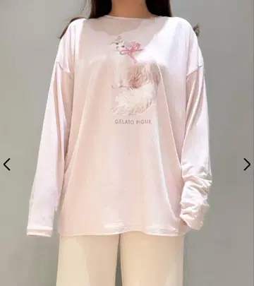 [ 미사용 새상품 ] gelato pique CAT 원포인트 롱T 핑크
