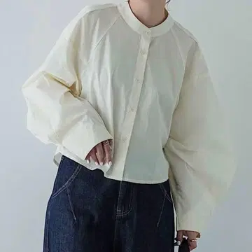FASHIRU 볼륨 슬리브 블라우스 와이드 셔츠