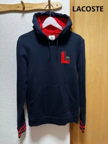 라코스테 네이비 원포인트 로고 후드티