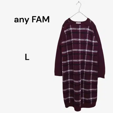 애니팜 any FAM 니트 원피스 체크 무늬 3 L 보르도