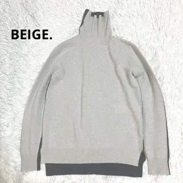 BEIGE. 베이지 니트 바이컬러 캐시미어 터틀넥 하이넥
