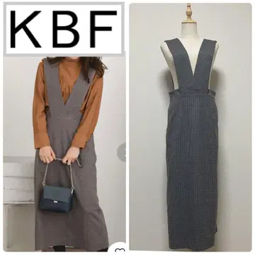 KBF 건클럽 체크 오버롤 스커트