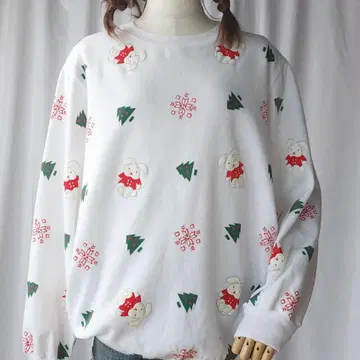 usa제 used 40 B.j.frog 크리스마스 토끼 올 패턴 맨투맨