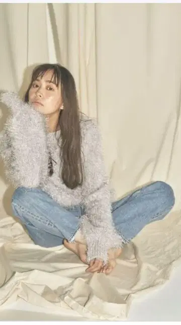 새상품급 라메 페더 얀 니트