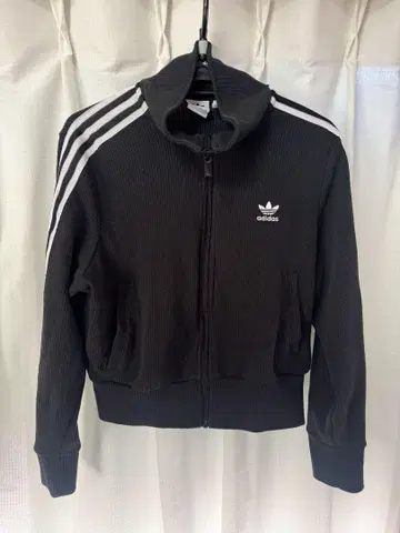 adidas 블랙 리브 소재 집업 자켓