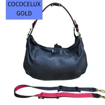 코코 럭스 골드 2way 숄더백 블랙 소가죽 악어 무늬