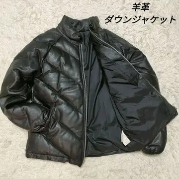 양가죽 다운 자켓 퀼팅 가죽 천연 가죽 남성용 블랙 블랙