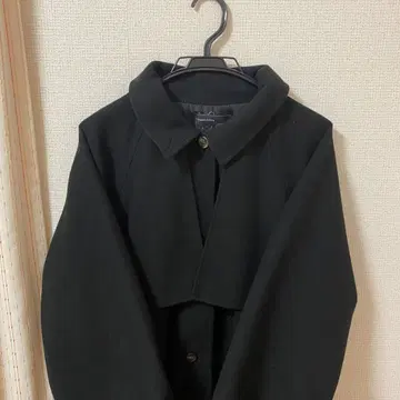 블랙 래글런 슬리브 롱 코트