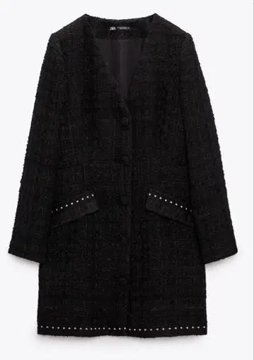 ZARA 자라 블랙 트위드풍 자켓 미들 코트 원피스