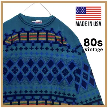 [ USA제 ] 80s 빈티지 올 패턴 스웨터 니트 크레이지 패턴 90s