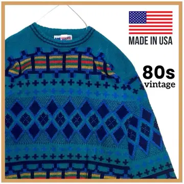 [ 미국산 ] 80s 빈티지 크레이지 패턴 올 패턴 스웨터 니트 90s