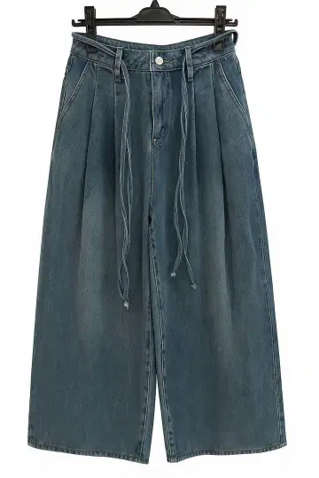 KUOSE 와이드 레그 청바지 S 사이즈 다크 블루