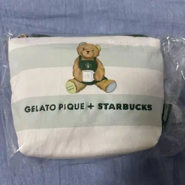 스벅 젤라피케 파우치 베어 프린트 보더 민트