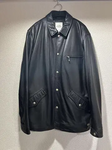 CRIME 블랙 가죽 커버올 XL
