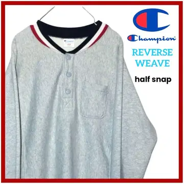 [ 초희귀 ] 챔피온 리버스 위브 속기모 하프 스냅 맨투맨 90s
