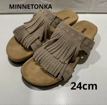 Minnetonka 프린지 컴포트 샌들 베이지 24cm