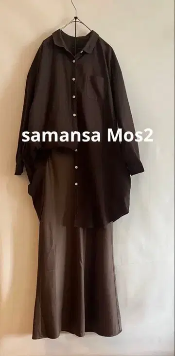 극미품! samansa Mos2 셔츠 튜닉 기장 어른스러운 깔끔함