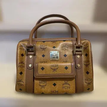 MCM 브라운 가죽 보스턴 백