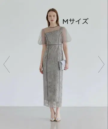 LEJA-비대칭 시어 꽃무늬 원피스 드레스 결혼식 여성용 M