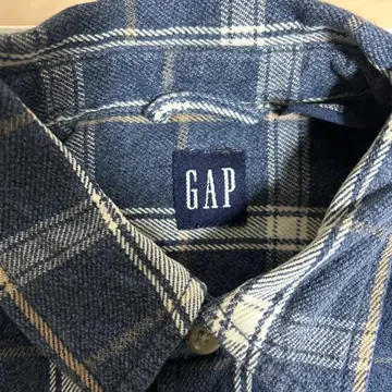GAP 체크 무늬 긴팔 플란넬 셔츠 네이비 택 M