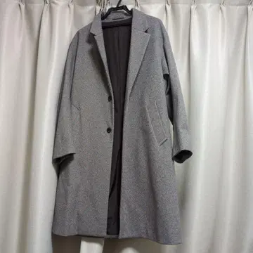 그레이 체스터 코트 울 100%