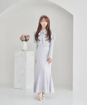 knit docking mermaid dress [ sax ]