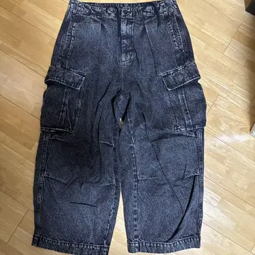 데님 카고 팬츠 다크 그레이 블랙