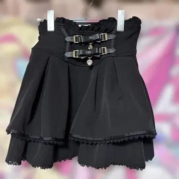 LIZLISA 2단 리본 벨트 치마바지 블랙