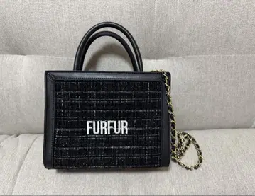 FURFUR 트위드 로고 토트백 블랙