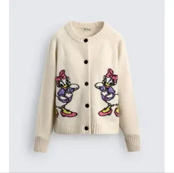 택 포함 새상품 ZARA DAISY DUCK 울 가디건 XS