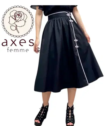 axes femme 오리엔탈 차이나 스커트 블랙 차이나 버튼 새상품급