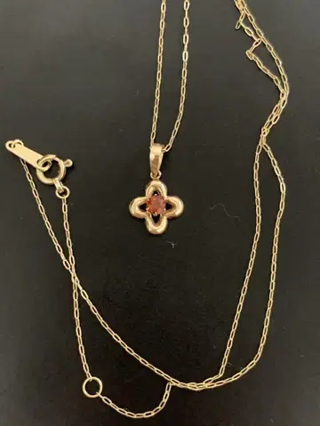 K10 클로버형 루비 펜던트 목걸이 40cm