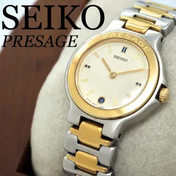 281 SEIKO Presage 여성용 시계 데이트 골드 콤비