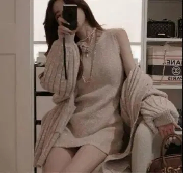 Darich 샤베트 앙상블 니트 미니 원피스 베이지 프리