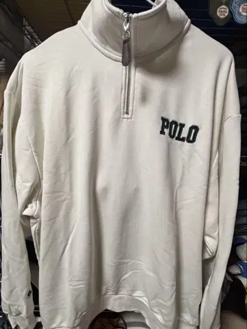 POLO 하프 지퍼 트레이닝복 화이트